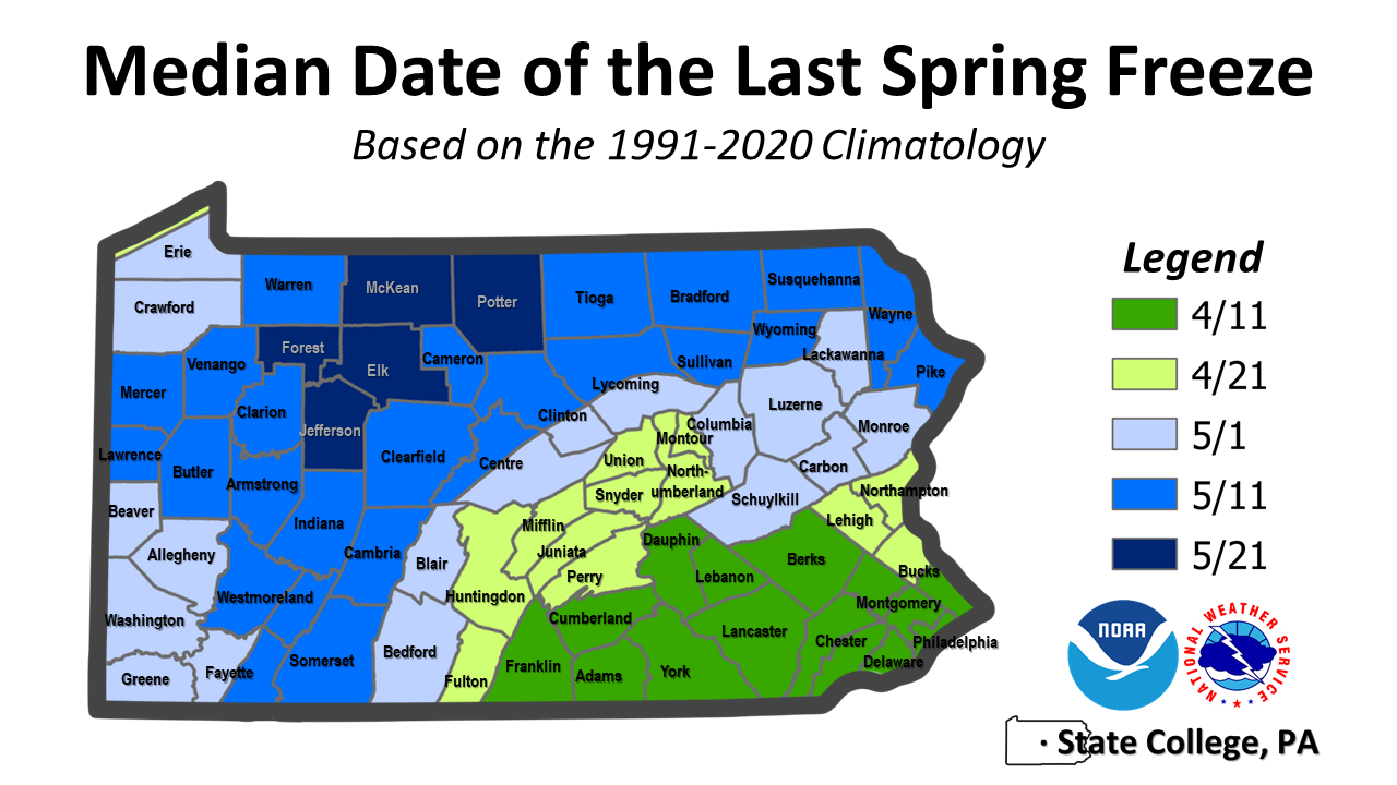 Frost and Freeze Program Start Map