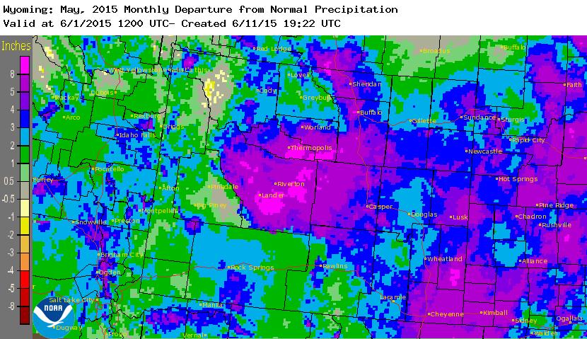 departure from normal precip