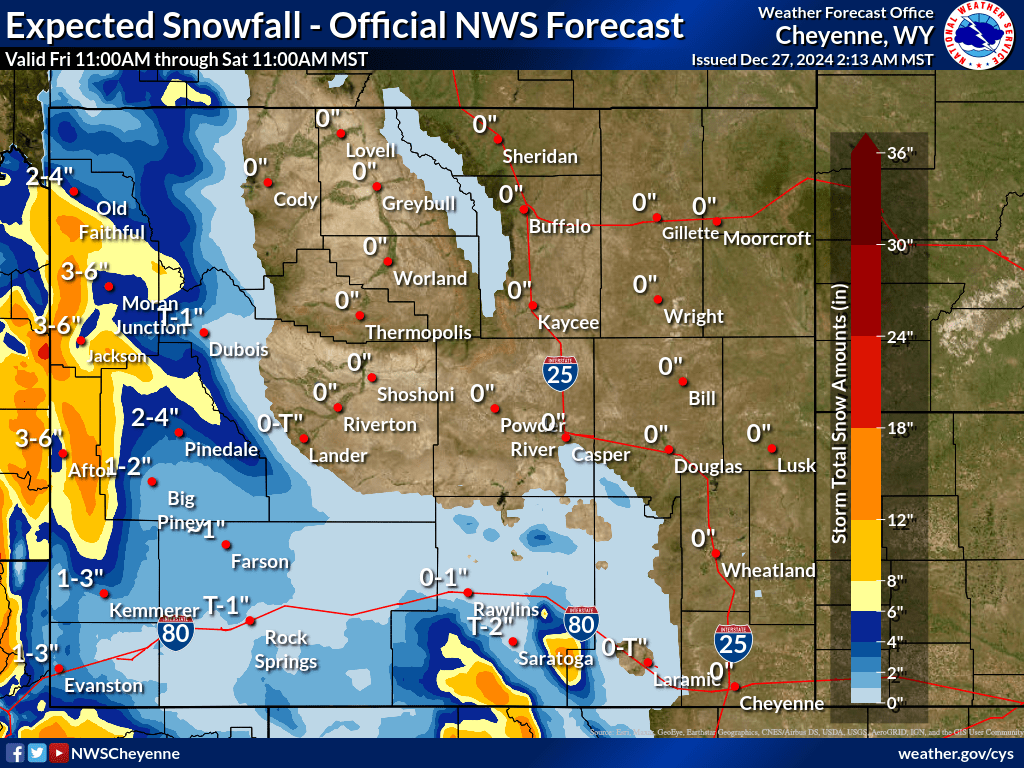 Expected Snowfall - Official NWS Forecast