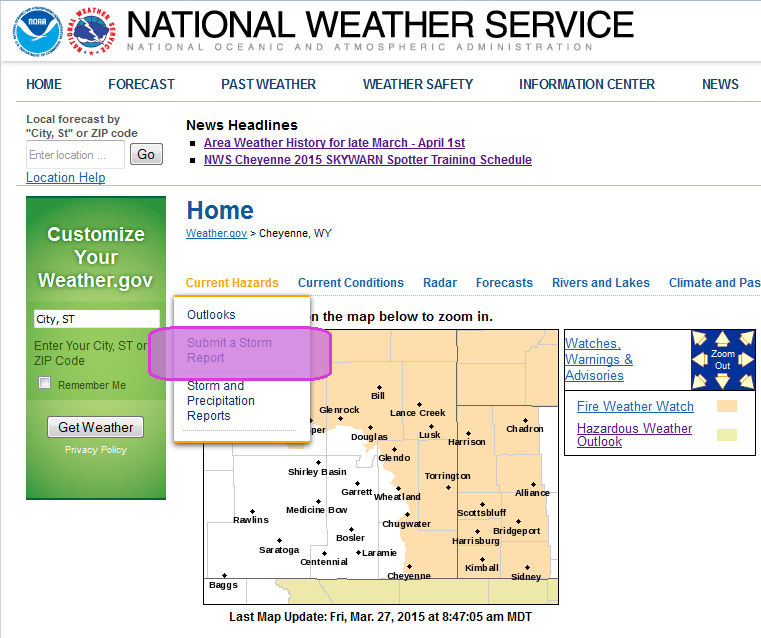 Submit Storm Report Link