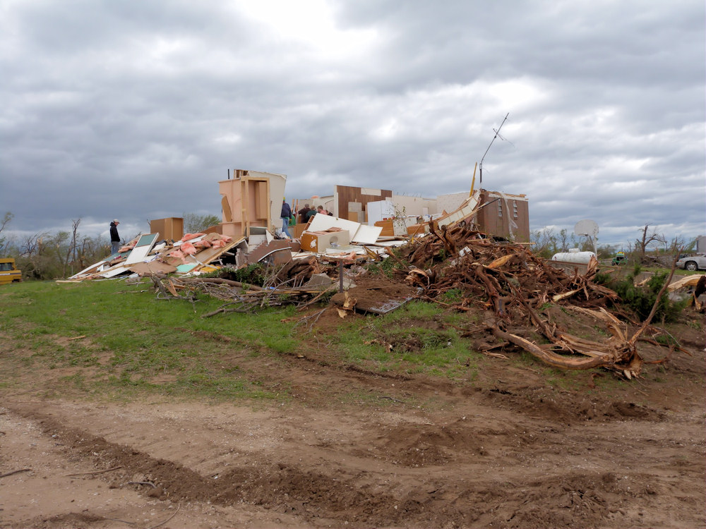 A house was destroyed north of St. John in Stafford county