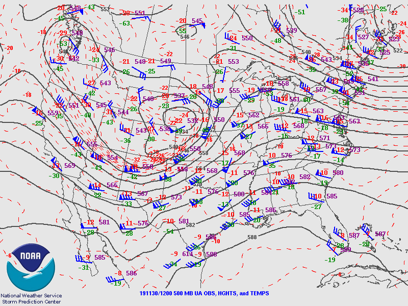 500 mb Map, Valid on November 30, 2019 at 6 AM