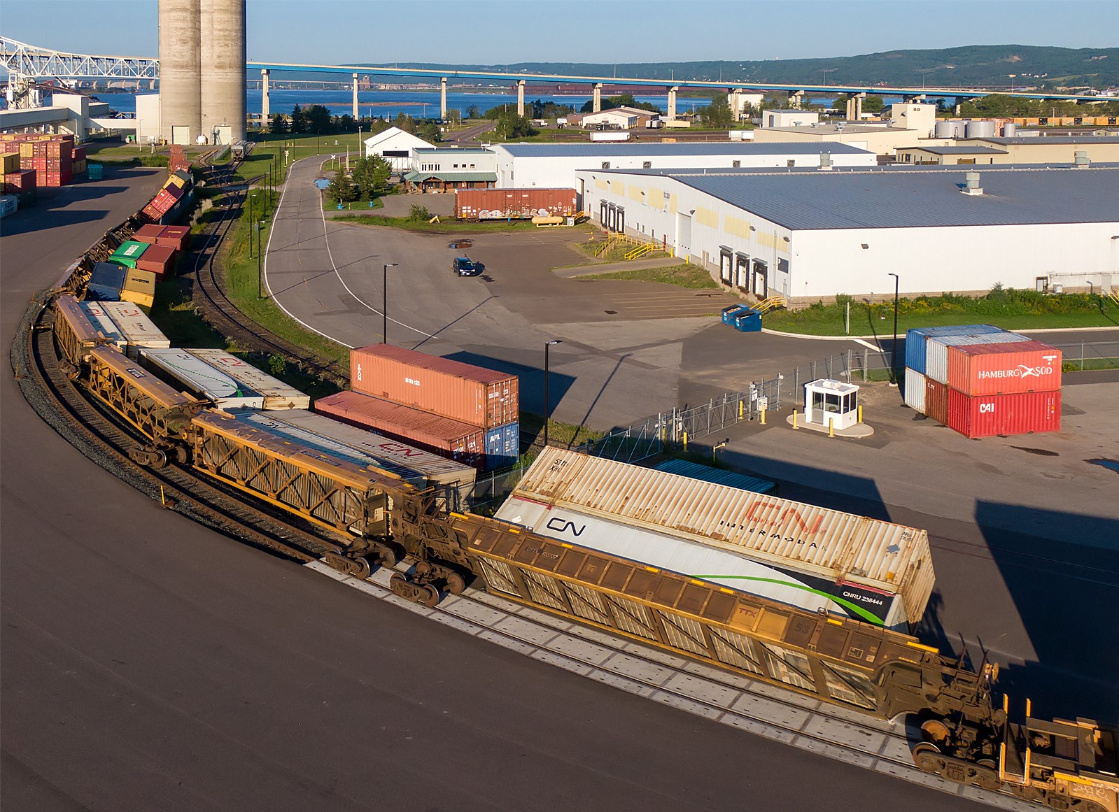 Stack train cars tipped over in Port of Duluth, MN