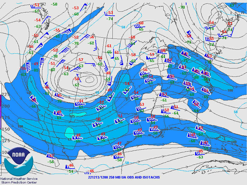 250mb Obs and Isotachs Environment