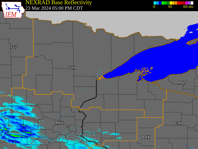 Radar Imagery from March 23rd at 5 pm to March 24th at 10 AM