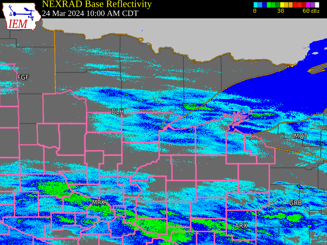 Radar Imagery from March 24th at 10 AM to March 25th at 11 PM