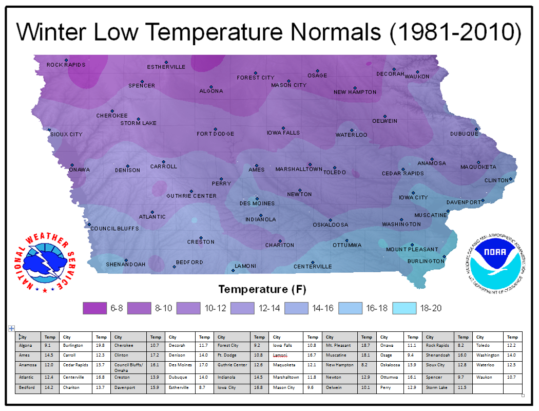 Iowa Climate Normals Maps