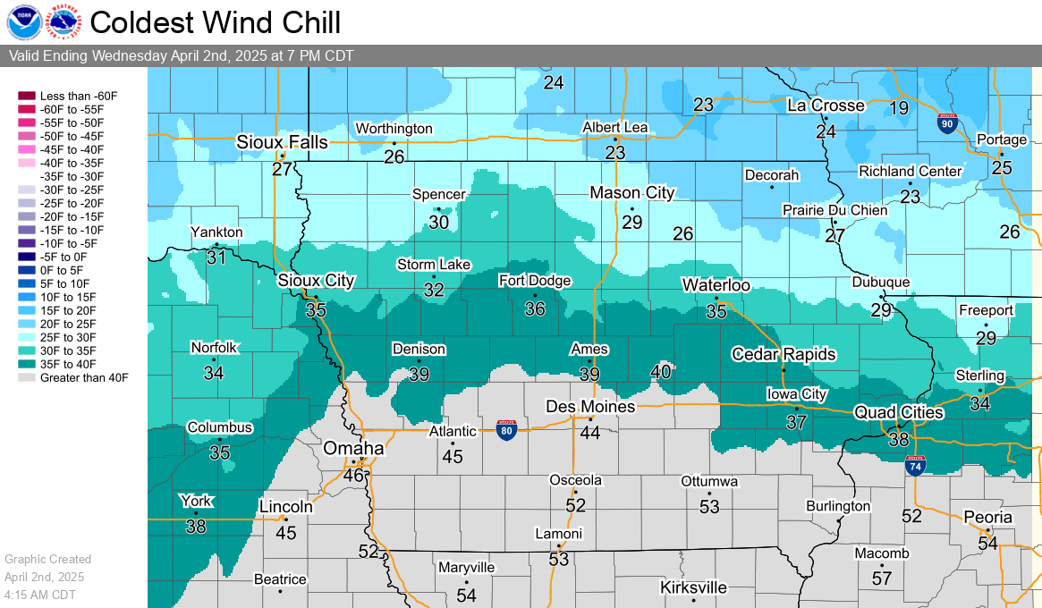 Tomorrow's Coldest Wind Chills