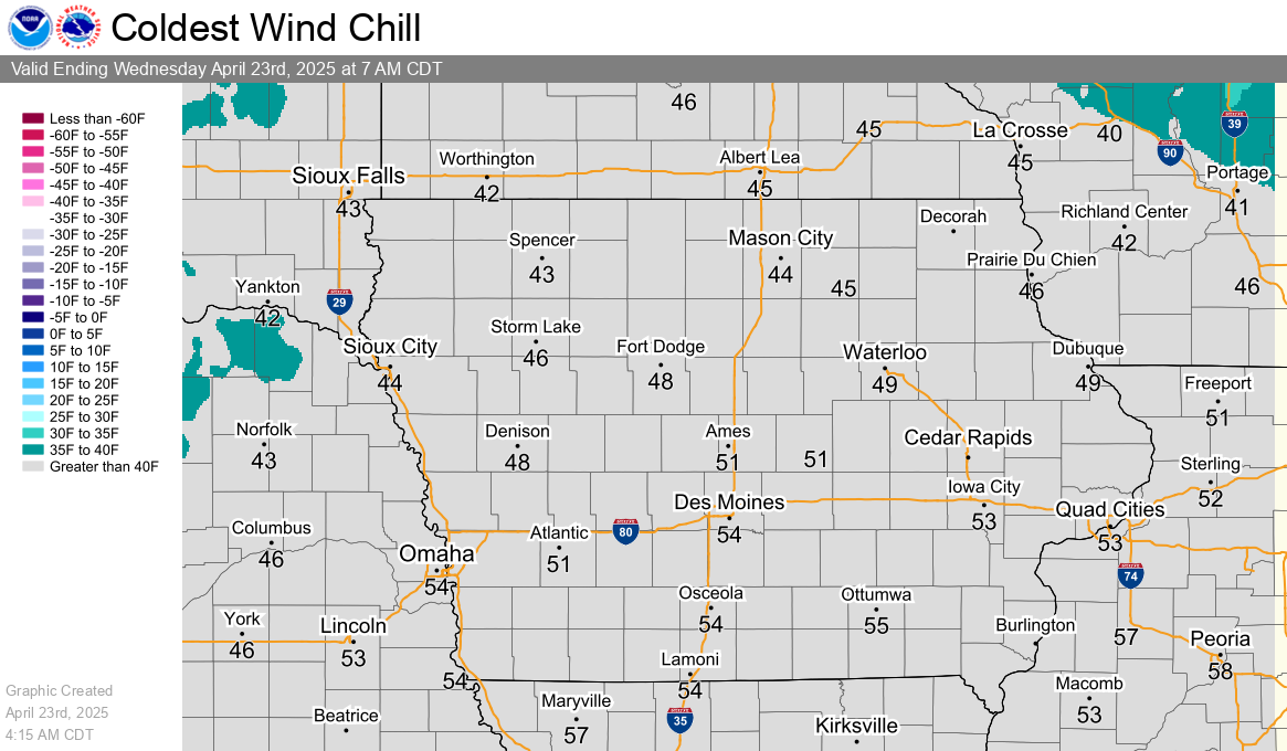 Tonight's Coldest Wind Chills