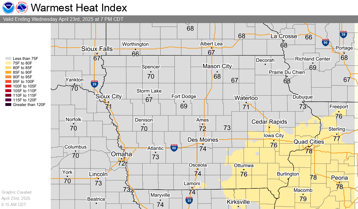 Today's Warmest Heat Index