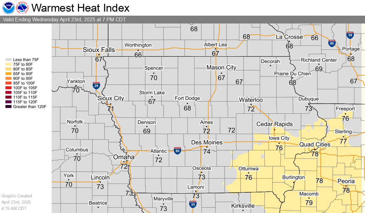 Tomorrow's Warmest Heat Index