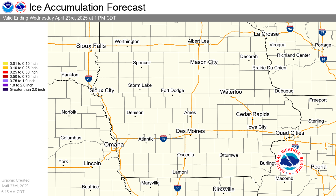 12 Hour Ice Accumulation Forecast