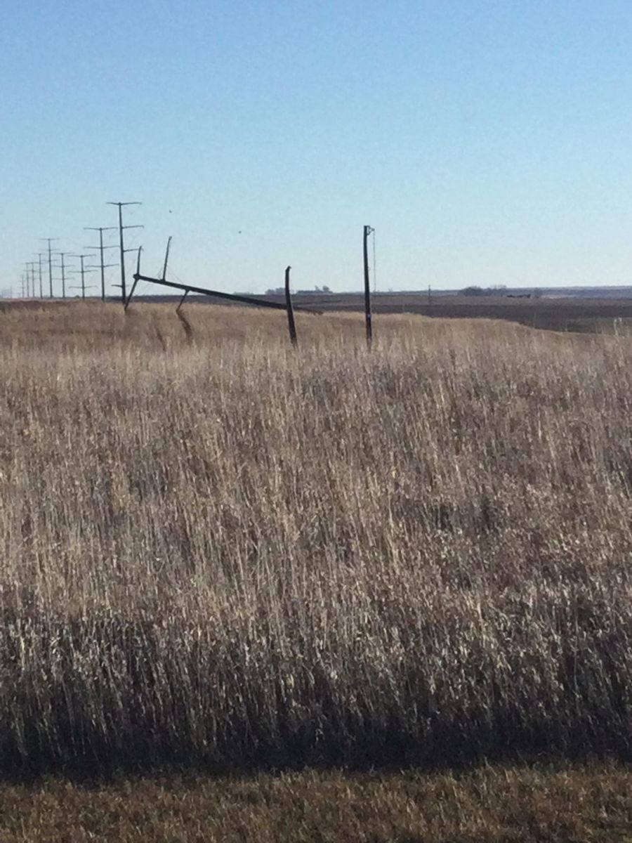 Transmission poles snapped