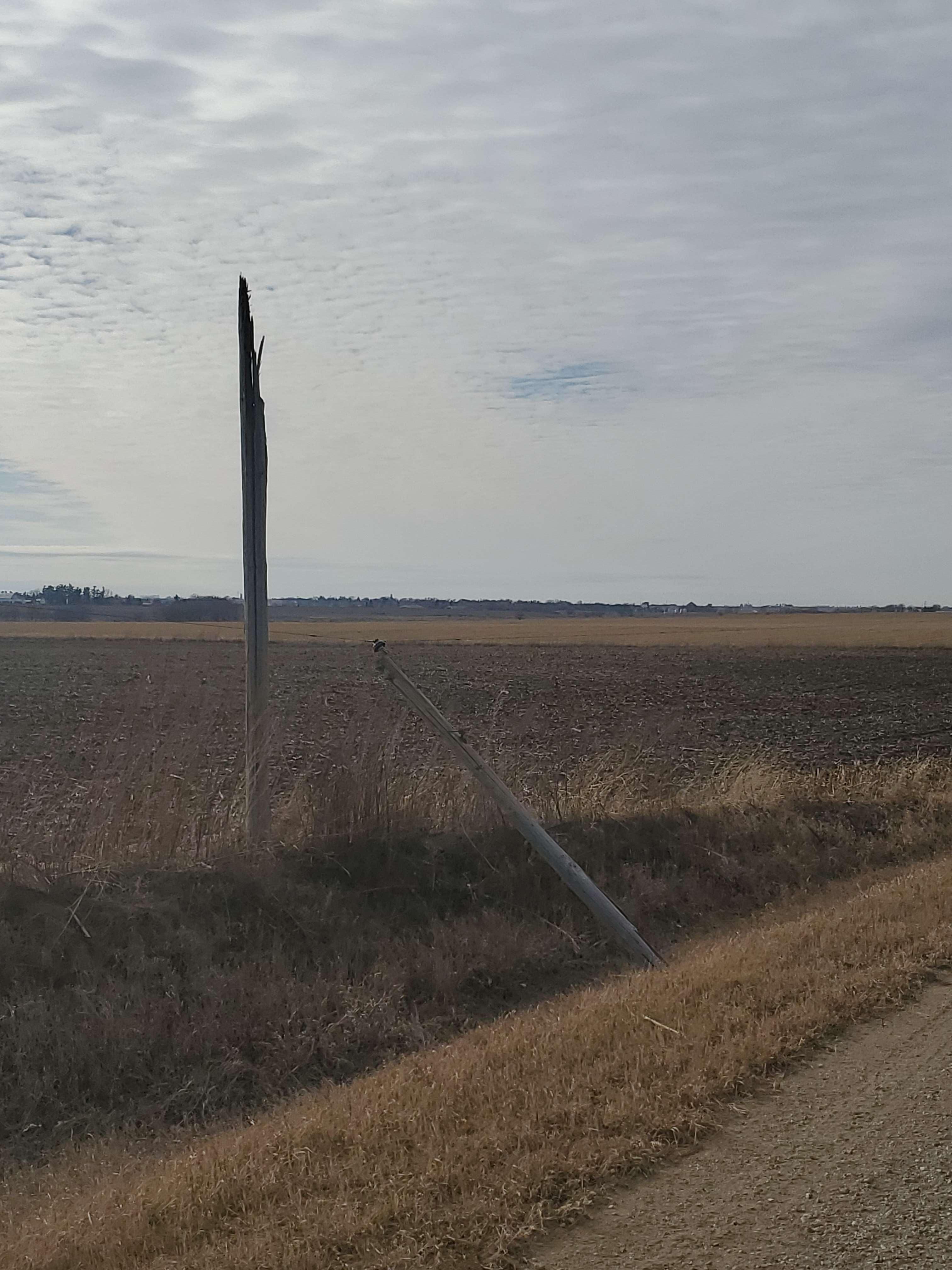 Power pole snapped