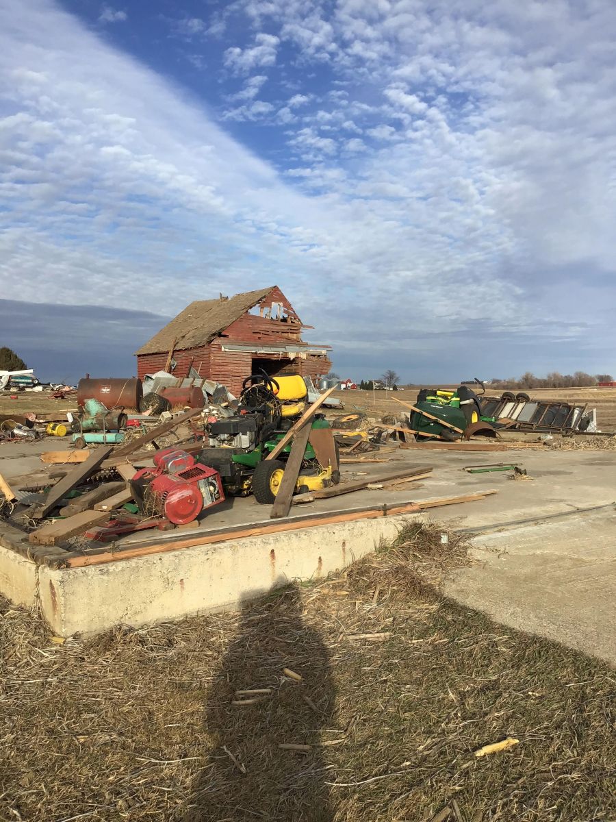 Destruction of farm outbuilding