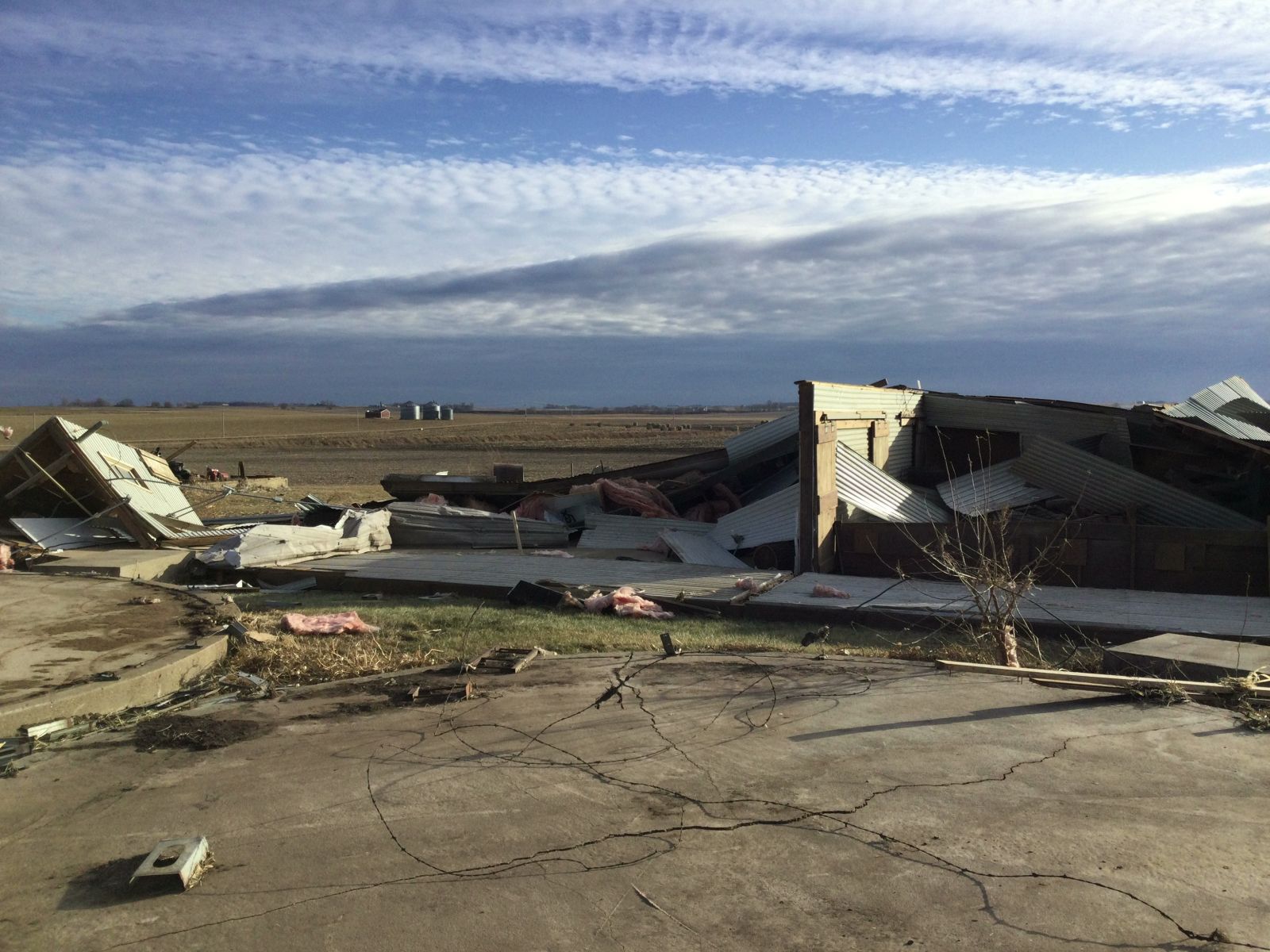 Destruction to farm outbuilding