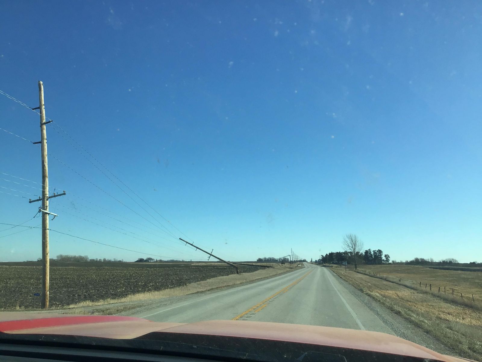 Leaning power pole