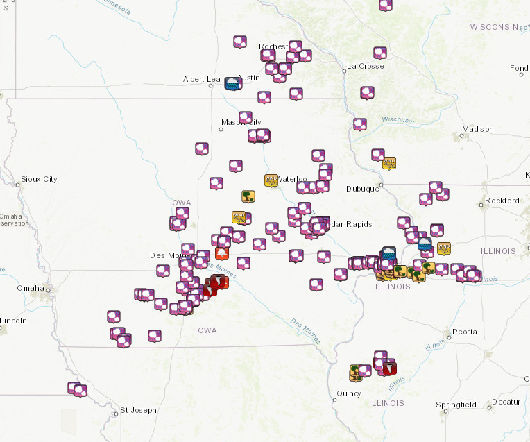 map of storm reports from 4/4/23
