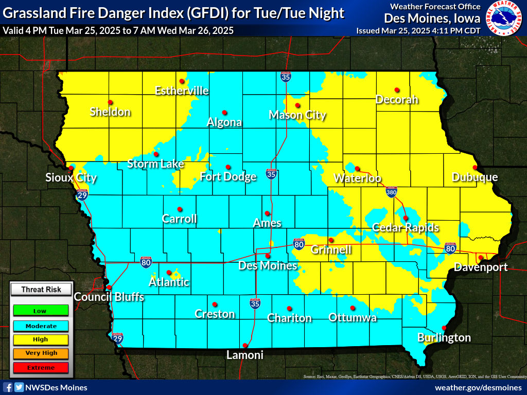 Iowa grassland fire index