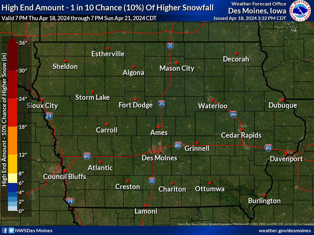 Potential High end of snowfall amounts for Iowa