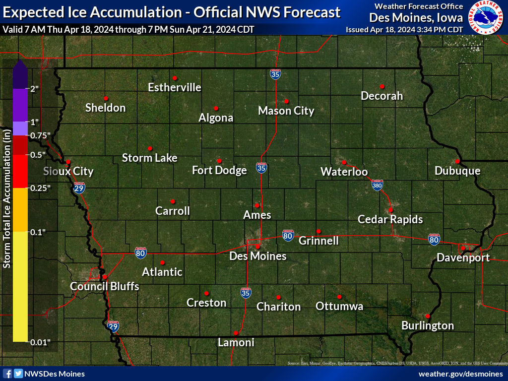 Image of Statewide Graphical Forecast Ice Amounts for the Next 3 Days