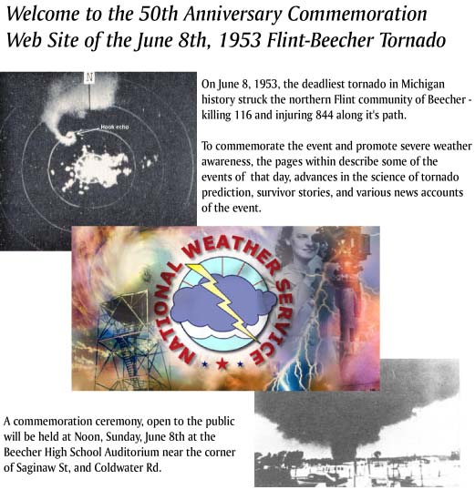 Welcome to the 50th Anniversary Commemoration Web Site of the June 8th, 1953 Flint-Beecher Tornado