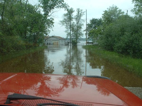 Photograph of flooding along the Huron River at Hamburg; click on image to enlarge