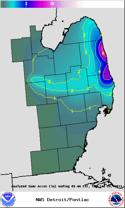 Snowfall Totals from January 24th 2013