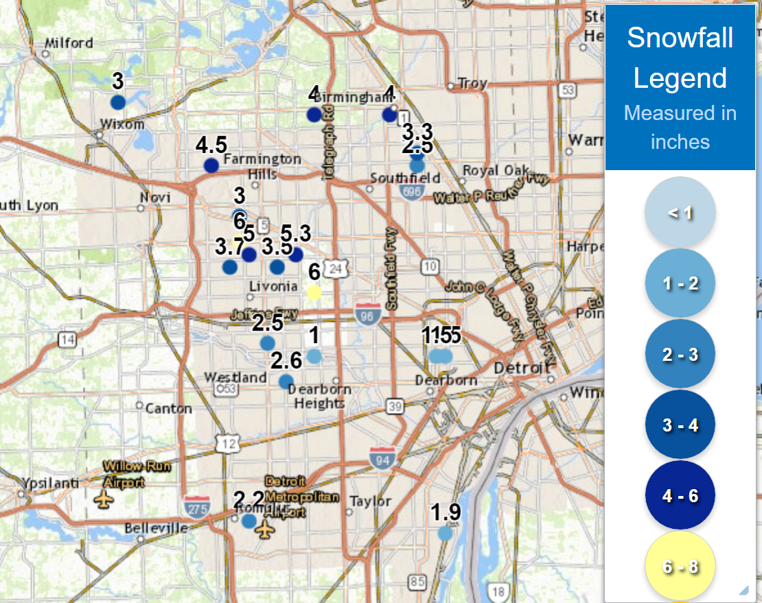 Snowfall Report Map
