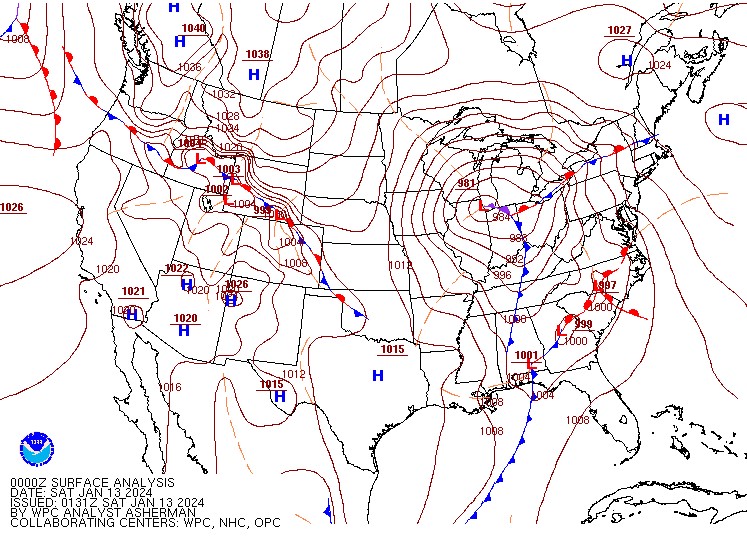Figure 1: WPC Surface Analysis Valid Mar 4 2023 00UTC