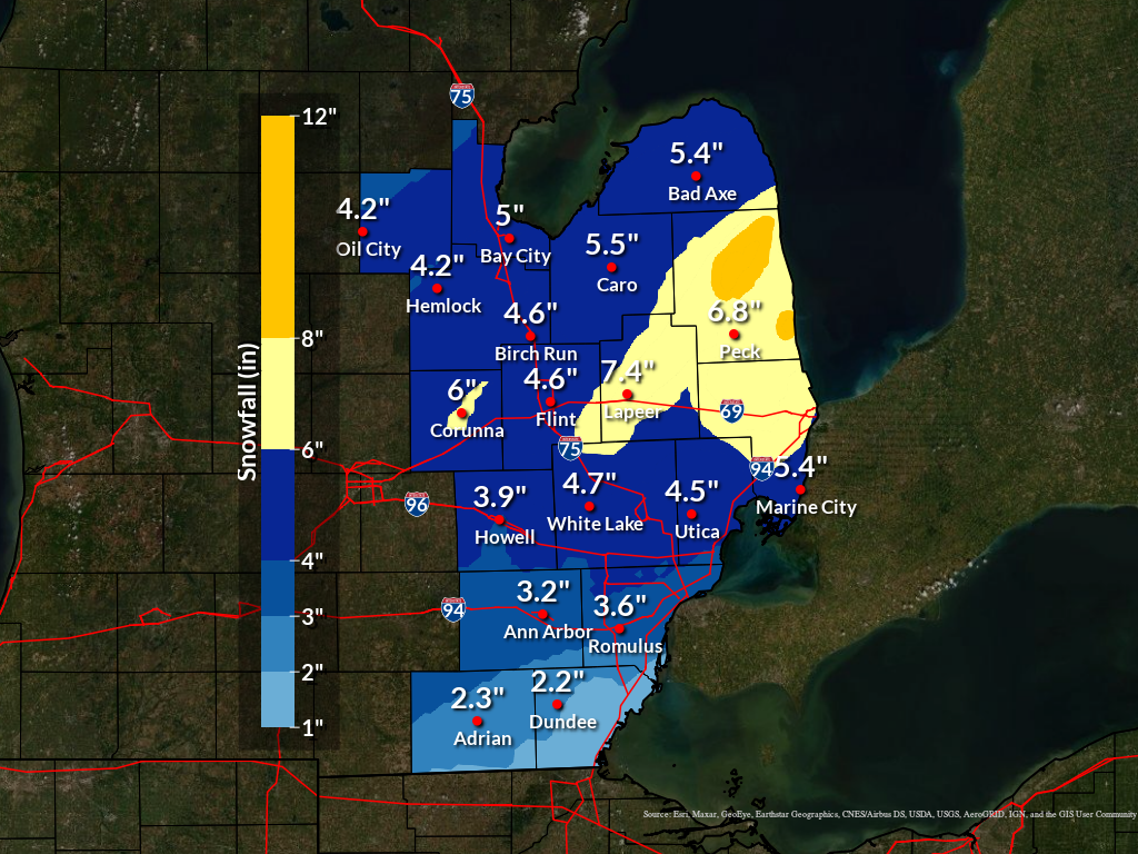 Feb 12 - 13 Snowfall Map