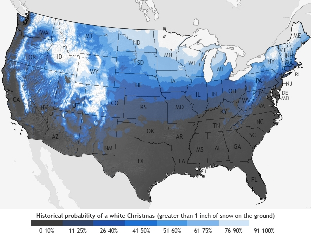 chance of snow on christmas 2020 Probability Of A White Christmas chance of snow on christmas 2020