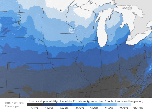 regional probability of a white Christmas