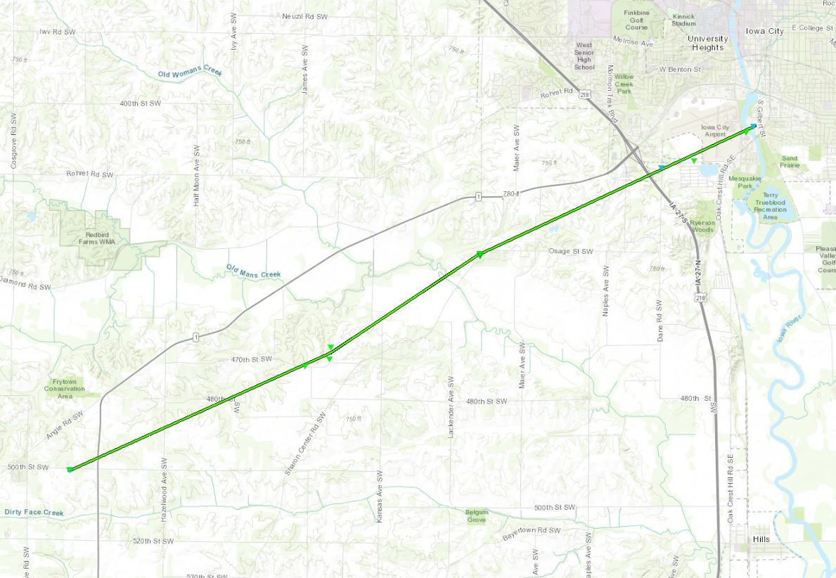 SW IOWA CITY TOR Track Map - TBD