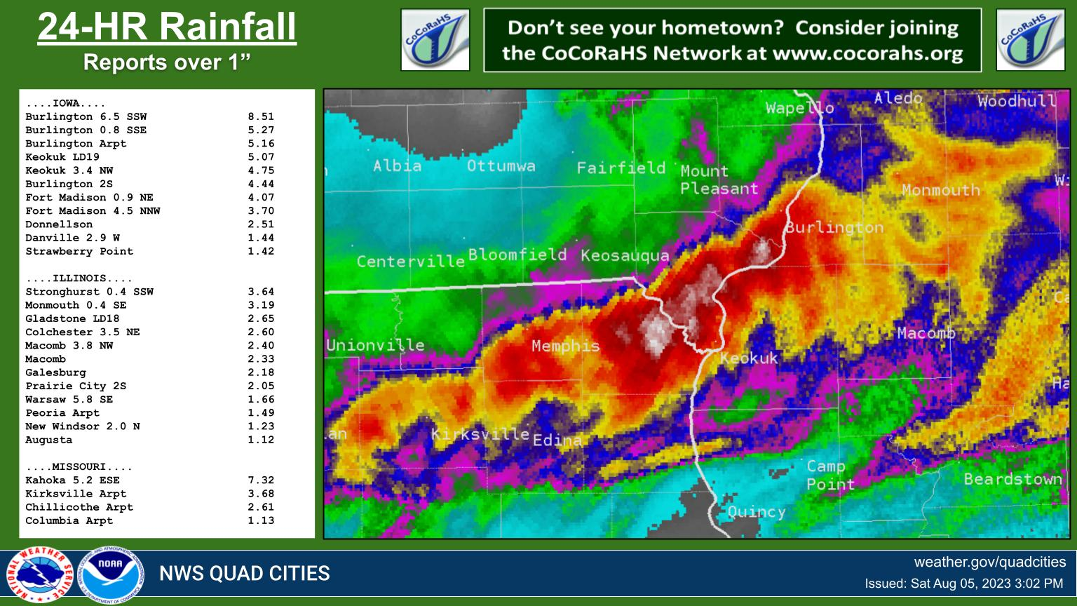 4″ of rain fell in parts of Iowa Tuesday