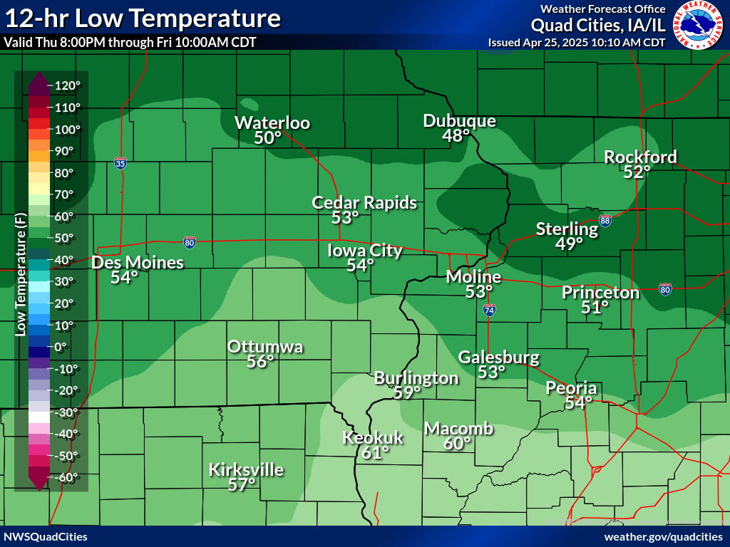 Observed 12-hour minimum temperature