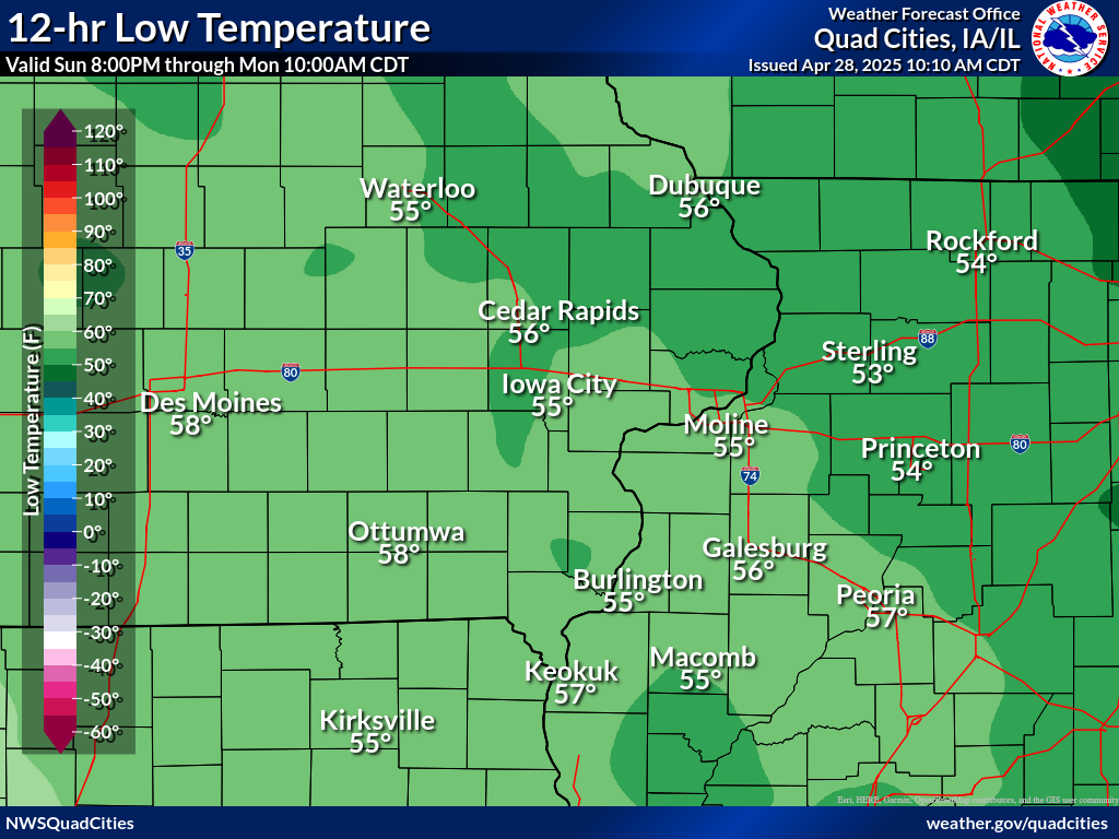 Observed 12-hour minimum temperature