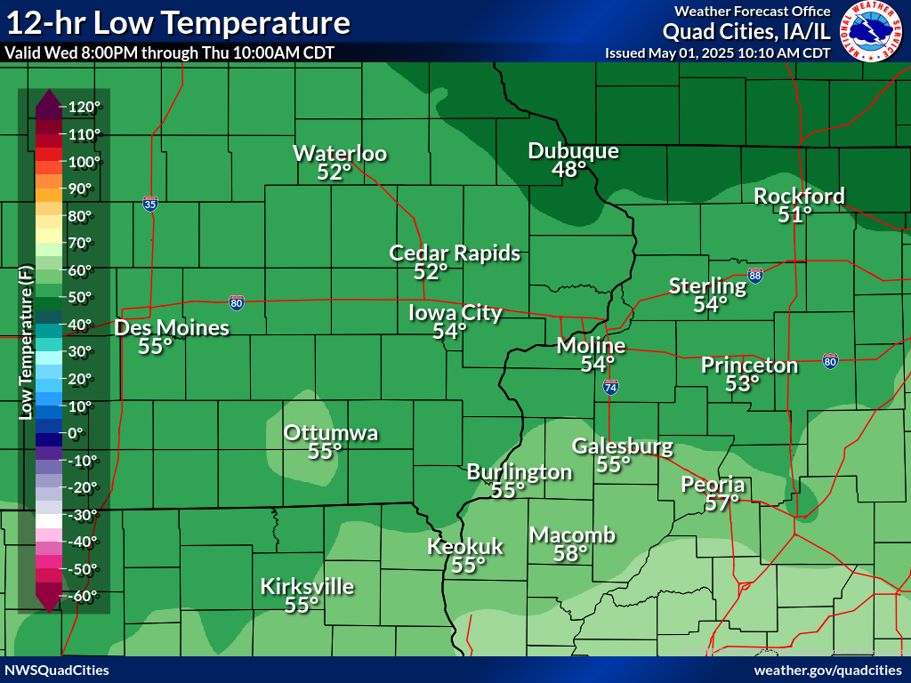 Observed 12-hour minimum temperature