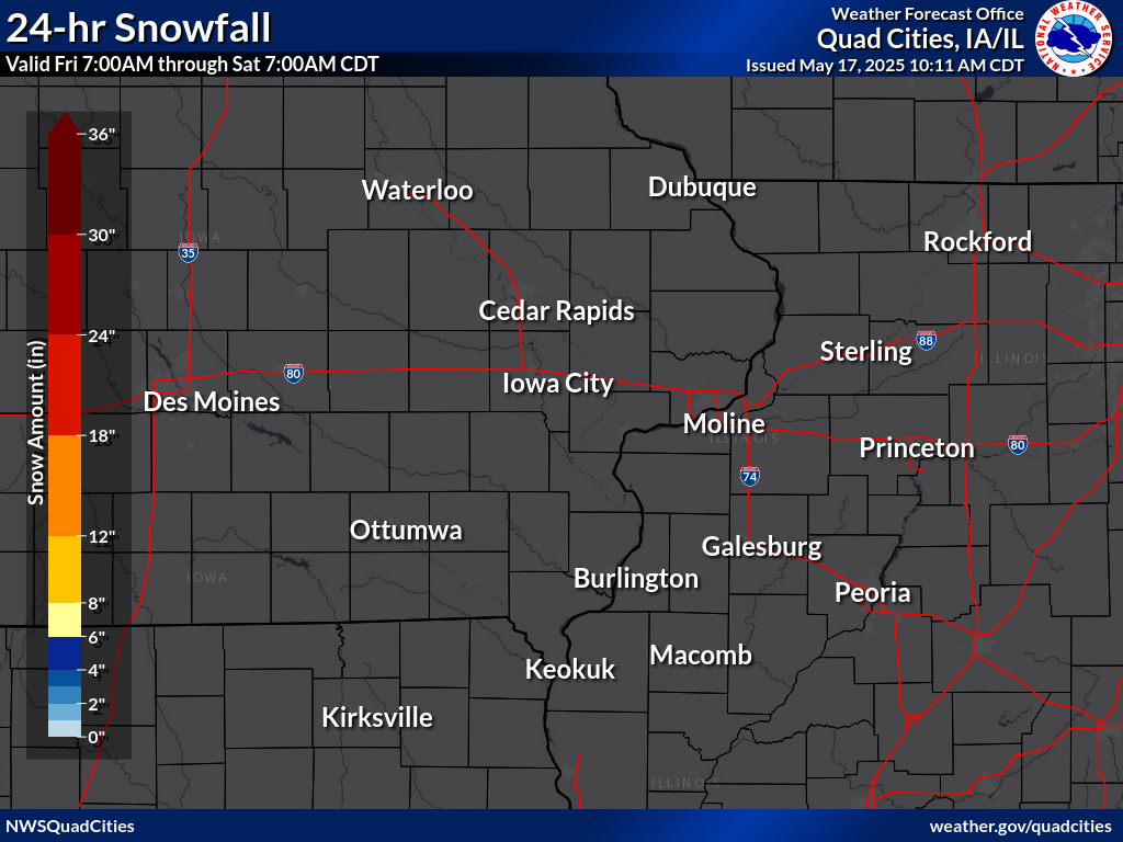 Observed 24 hour snowfall