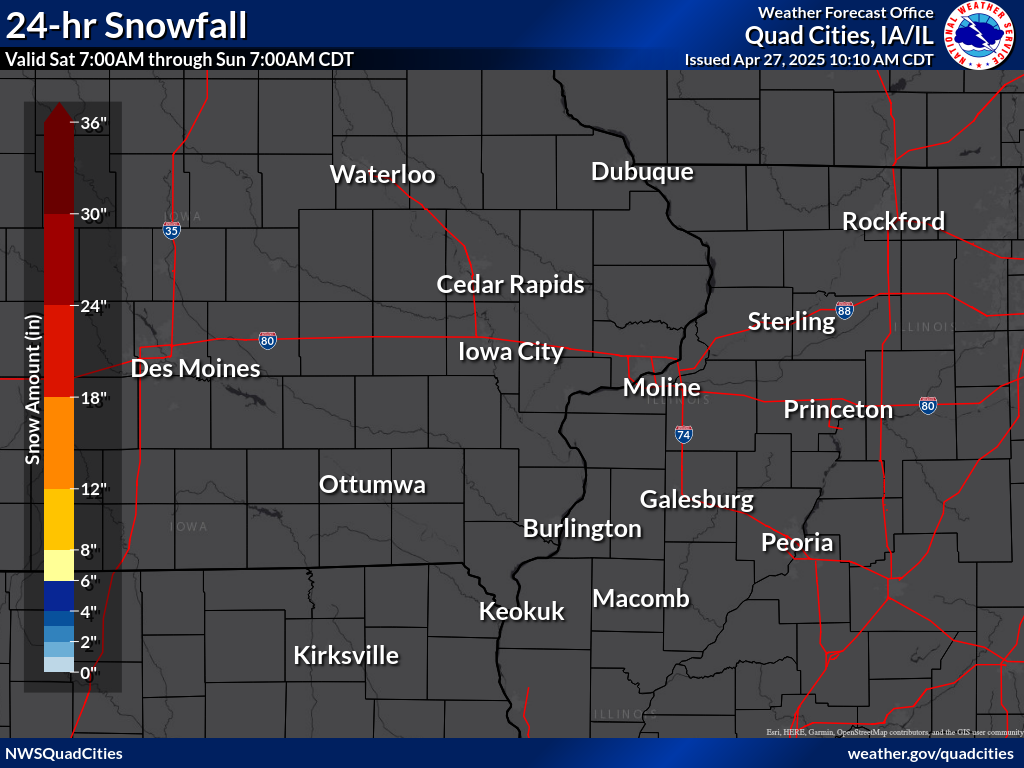 Observed 24 hour snowfall