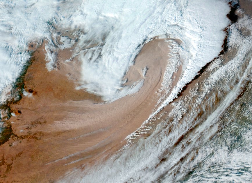 Satellite imagery of the storm as it moved across Kansas.