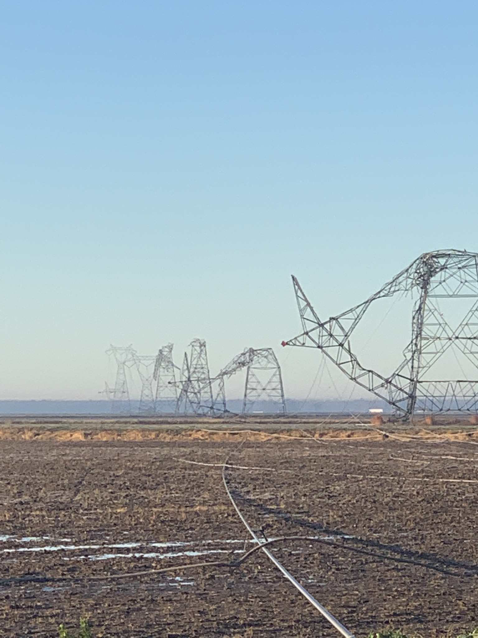 Photo of downed power lines in Cooper and Randolph County Missouri.