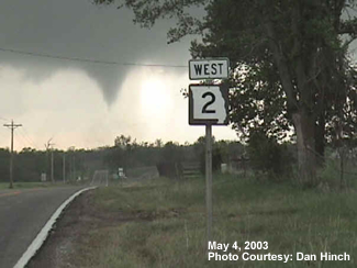 Tornado near intersection of Highway 2 and Highway 131 in Johnson County Missouri