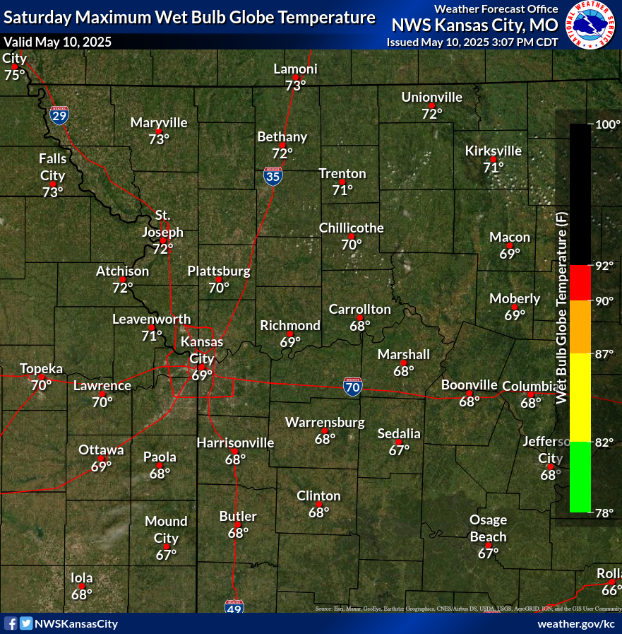 Maximum Wet Bulb Globe Temperature Today