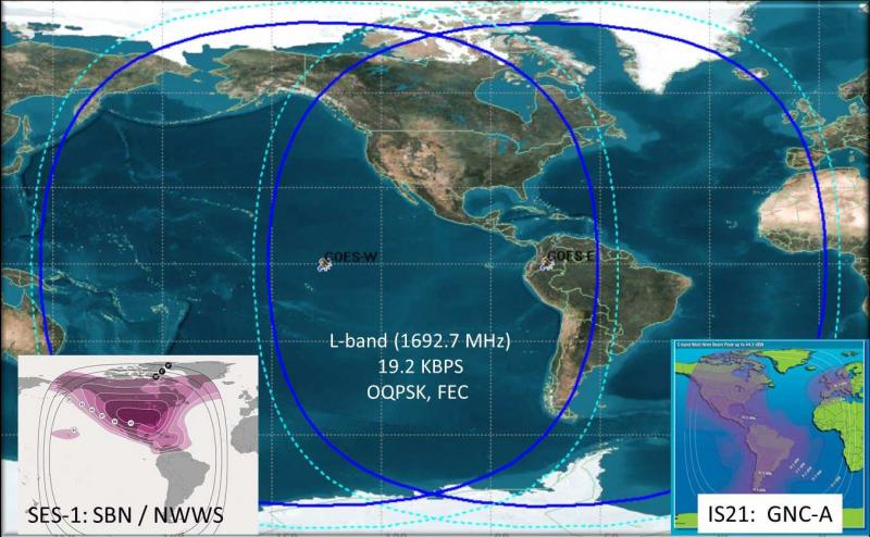 EMWIN satellite broadcast footprint image