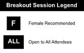 Image to show the breakout session legend; F is for female recommended and ALL is for open to all attendees.