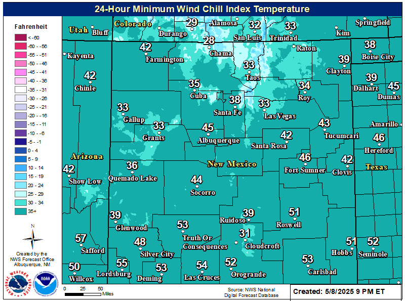 24-Hour Minimum Wind Chill Forecast