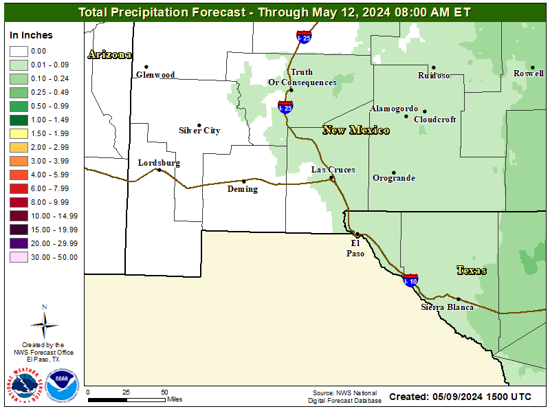 NWS El Paso Storm Total Rainfall Forecast