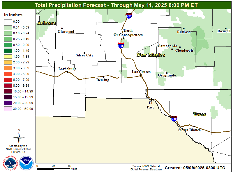 NWS El Paso Storm Total Rainfall Forecast