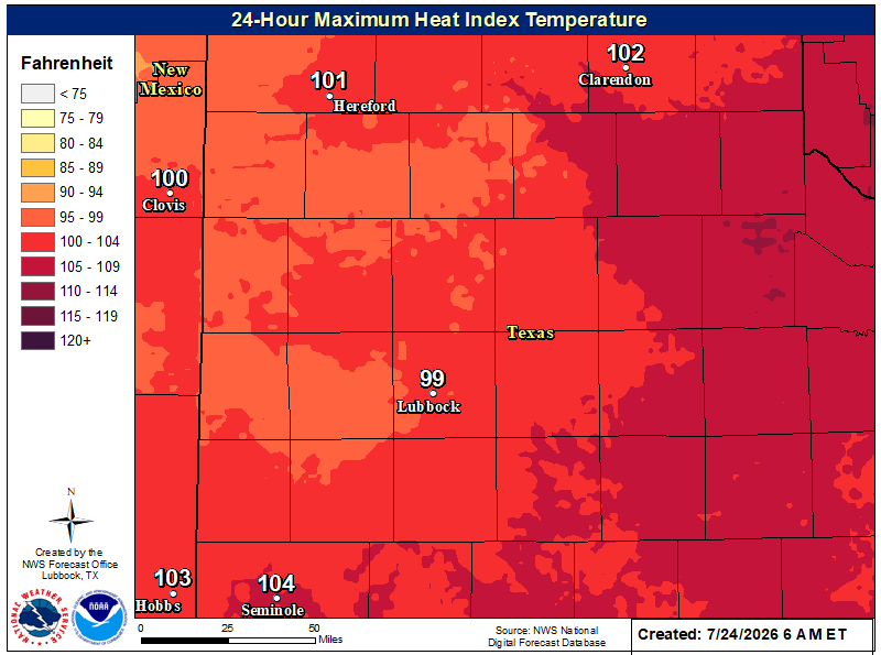 NWS Lubbock Heat Index Forecast